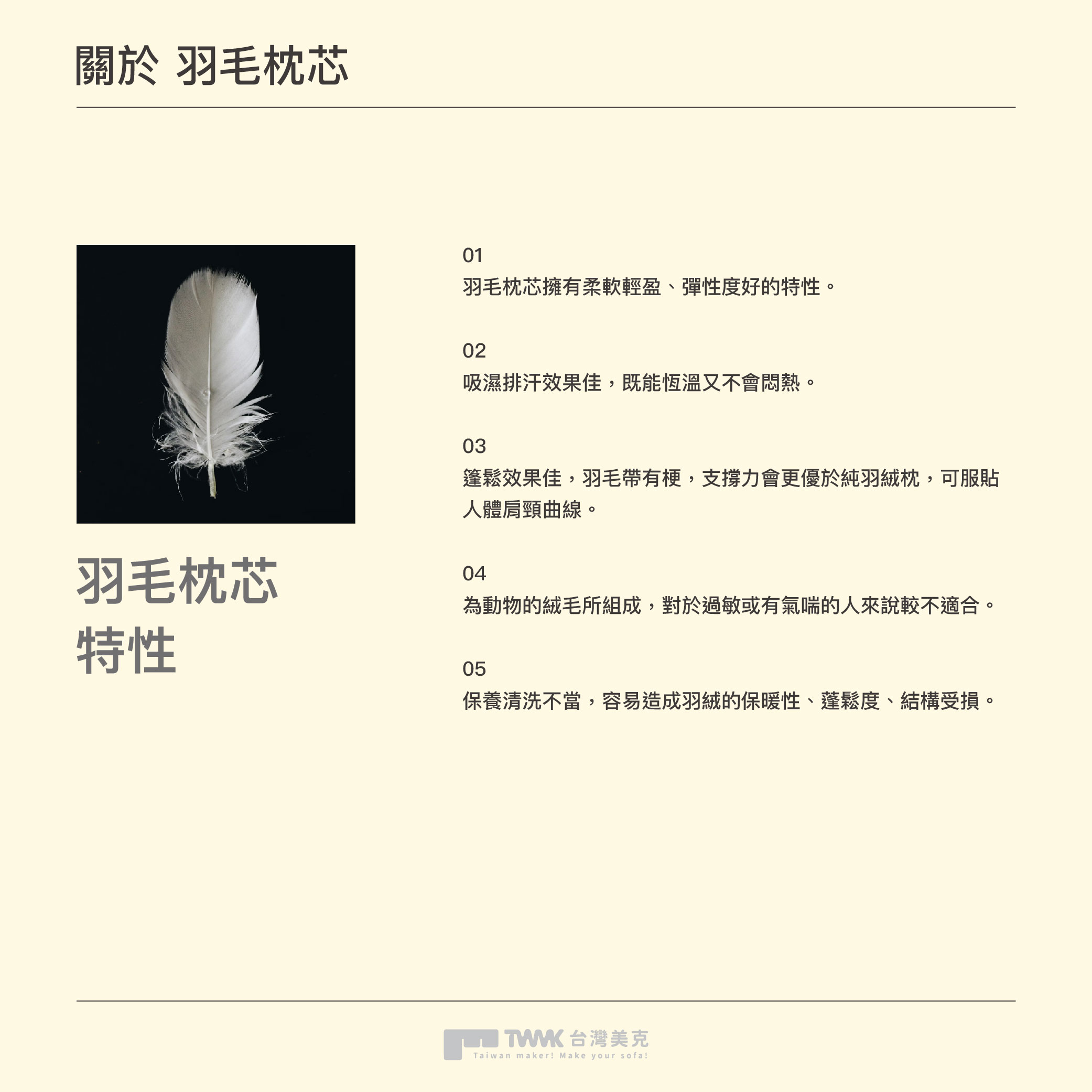 面料保養說明 羽毛枕芯 08